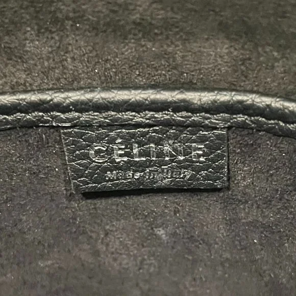 CELINE Drummed Calfskin Nano Luggage Black Bag - Picture 11 of 15